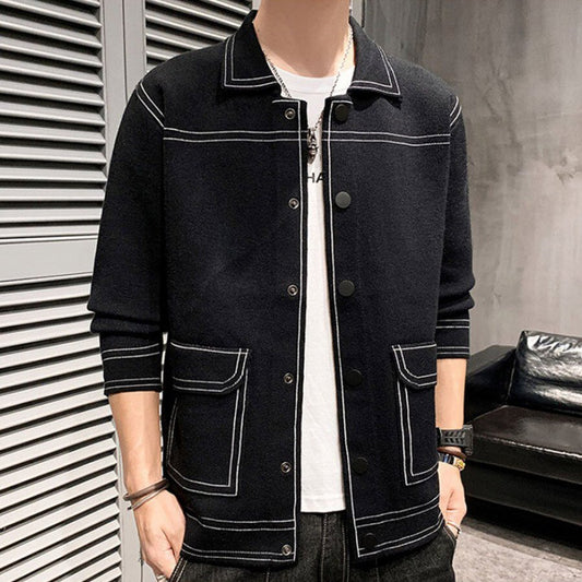 Men&#039;s Casual Knitted Cardigan Top Black M