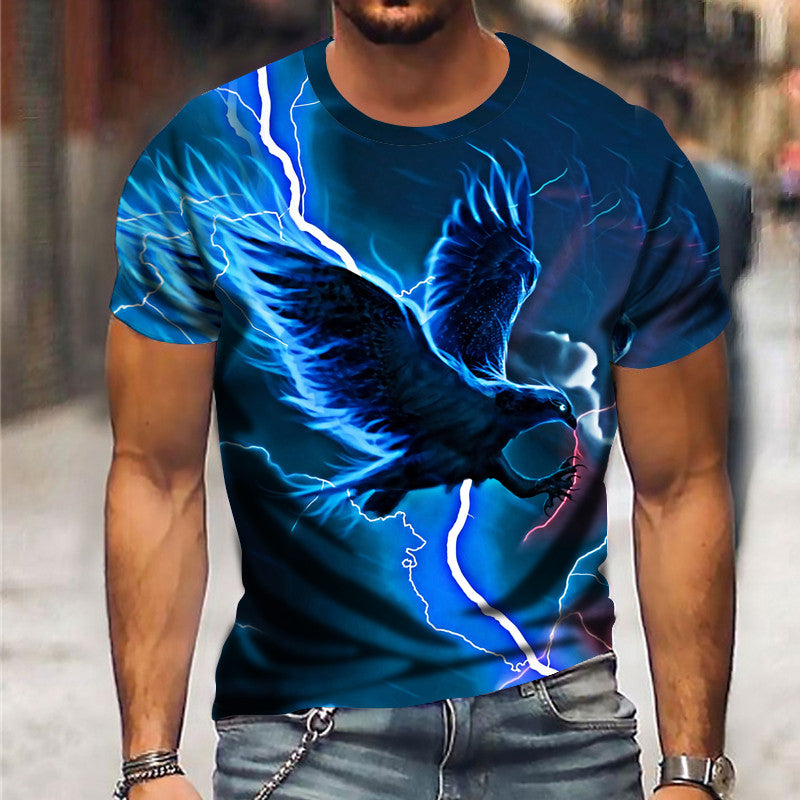 Men's 3D Abstract Print T-Shirt Blue S