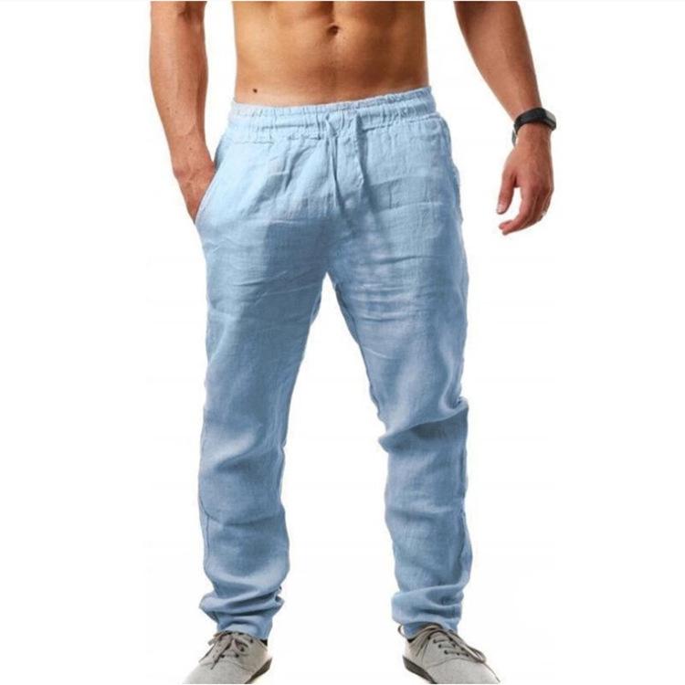 Men's cotton and linen loose casual sports trousers