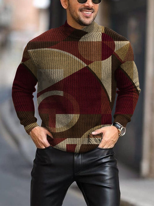 Men's Casual Abstract Printing round Neck Sweater