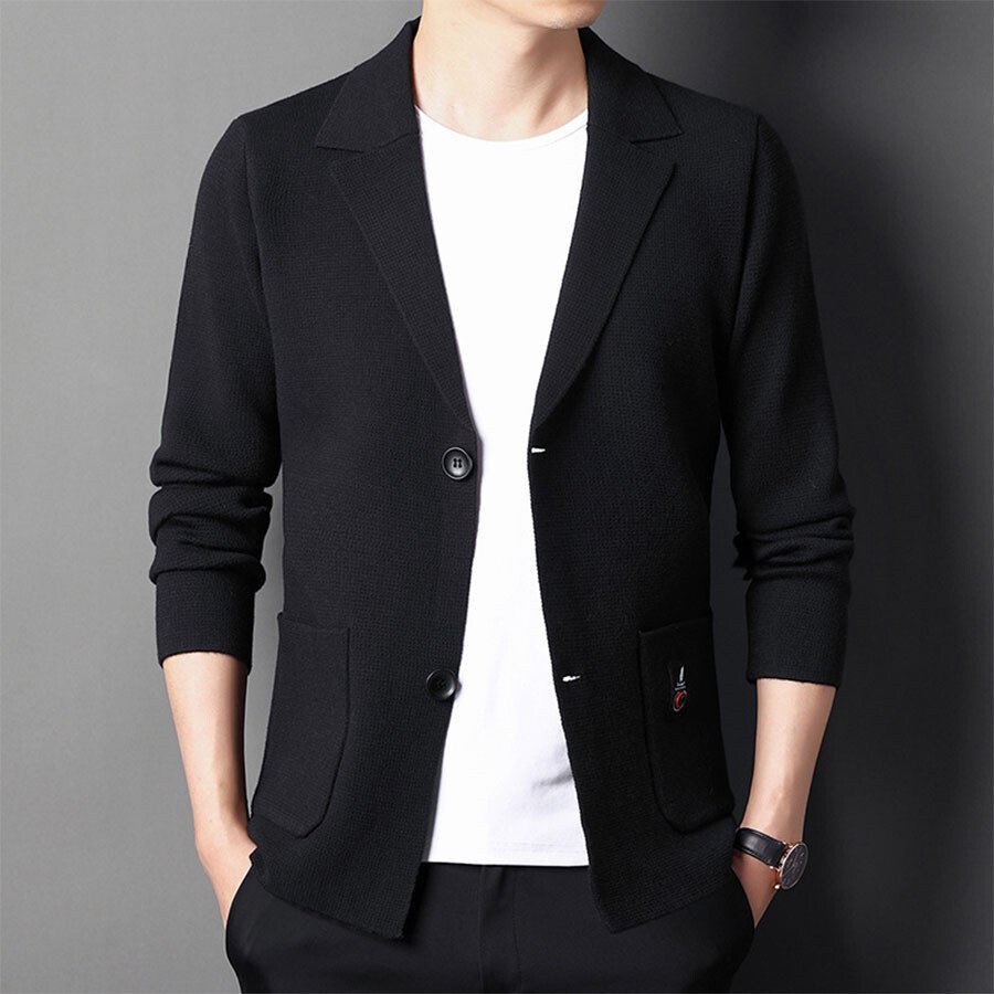 Men&#039;s Casual Knitted Cardigan Top Black M