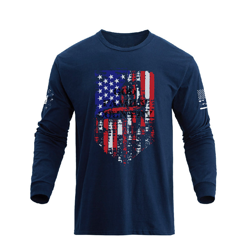 Men's GOD FAMILY COUNTRY American Flag Long Sleeve T-Shirt