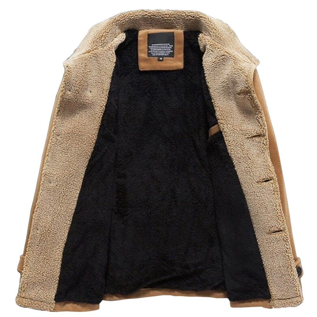 Men's  Solid Buttoned Woolen Autumn Jacket