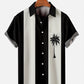 Mens Billiard Shirt Coconut Tree Print Breathable Casual Hawaiian Shirt