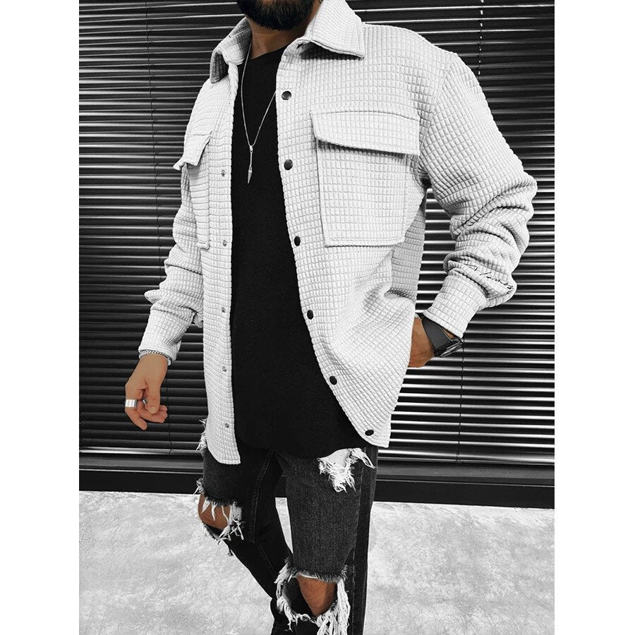 Men&#039;s Casual Warm Long Sleeve Coat White L