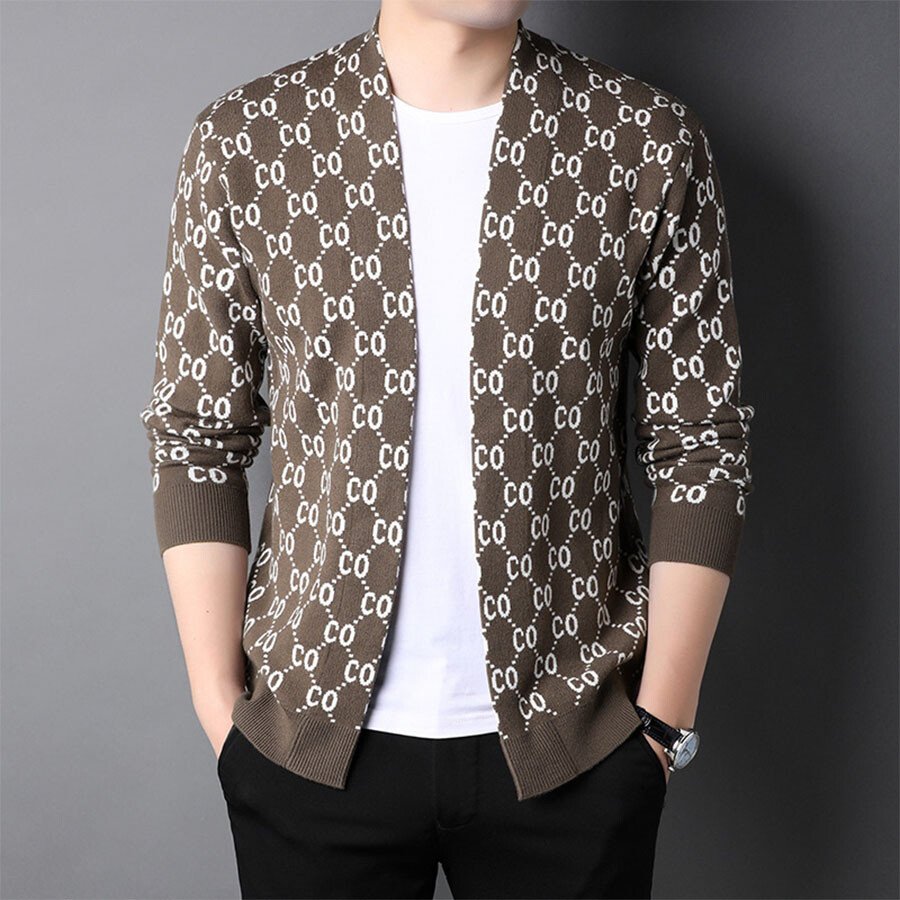 Men&#039;s Casual Knitted Cardigan Top Black L