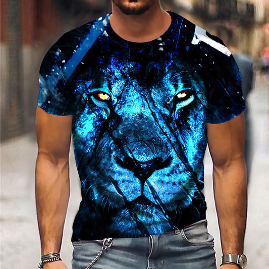 Men's 3D Abstract Print T-Shirt Blue S