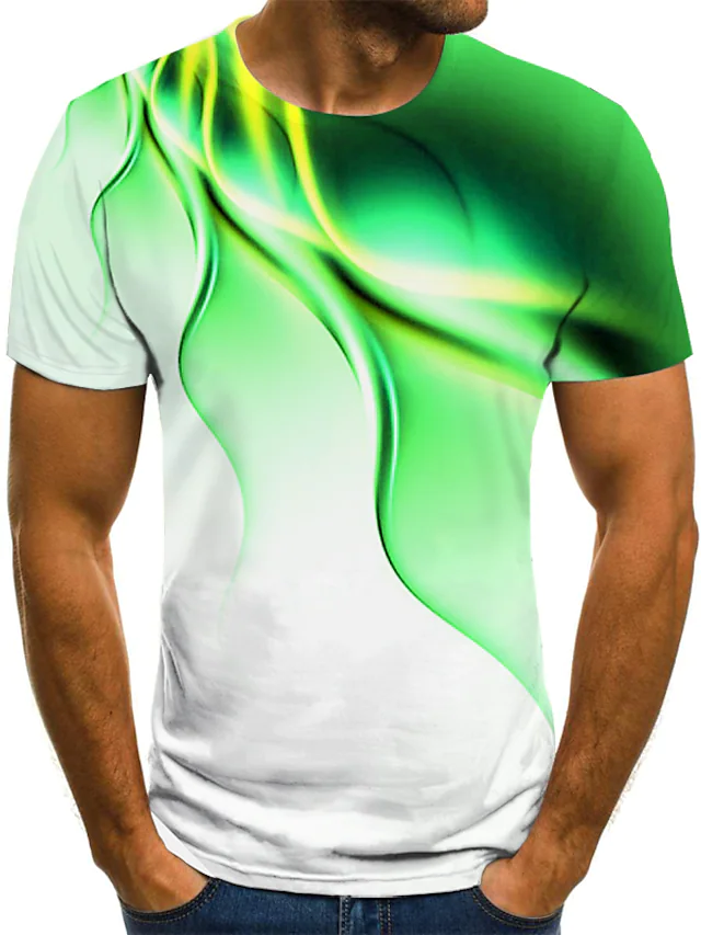 Men's 3D Abstract Print T-Shirt Blue M