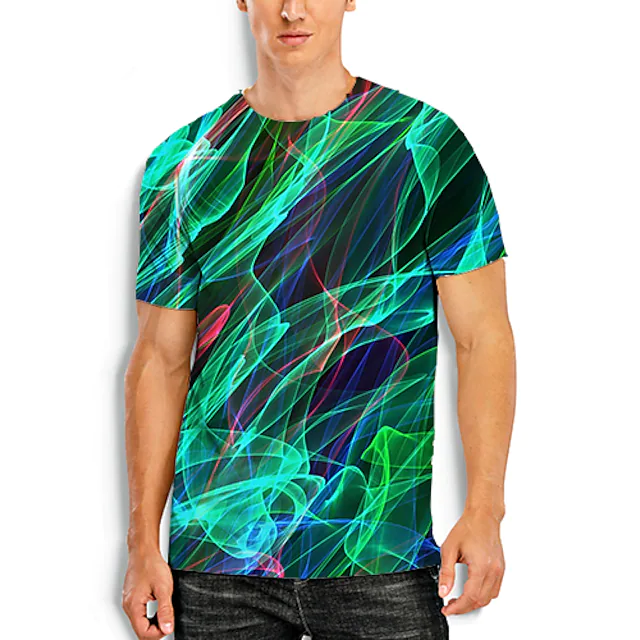 Men's 3D Abstract Print T-Shirt Purple XL