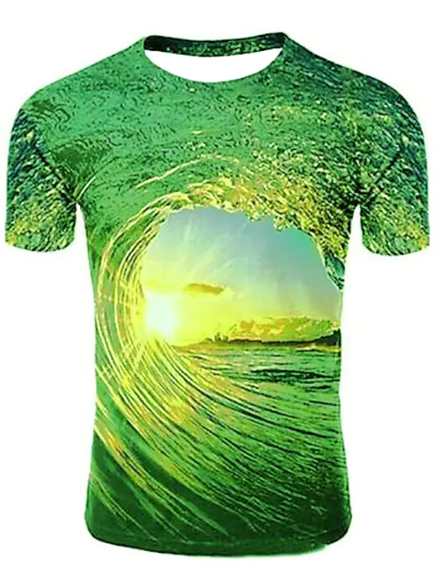 Men's 3D Abstract Print T-Shirt Light Purple 2XL