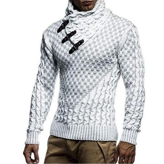 Men Plaid Knitted Turtleneck Sweater