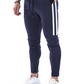 Men's Slim Stretch Waist Two-Bar Striped Print Sweatpants Black XXL