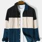 Mens Corduroy Color Block Panel Stitching Casual Long Sleeve Shirts