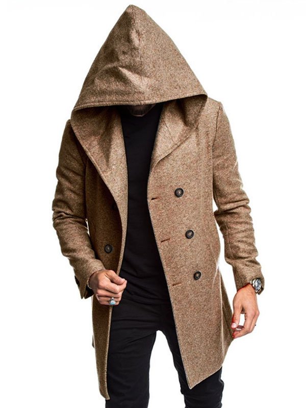 Men's Hooded Woolen Coat