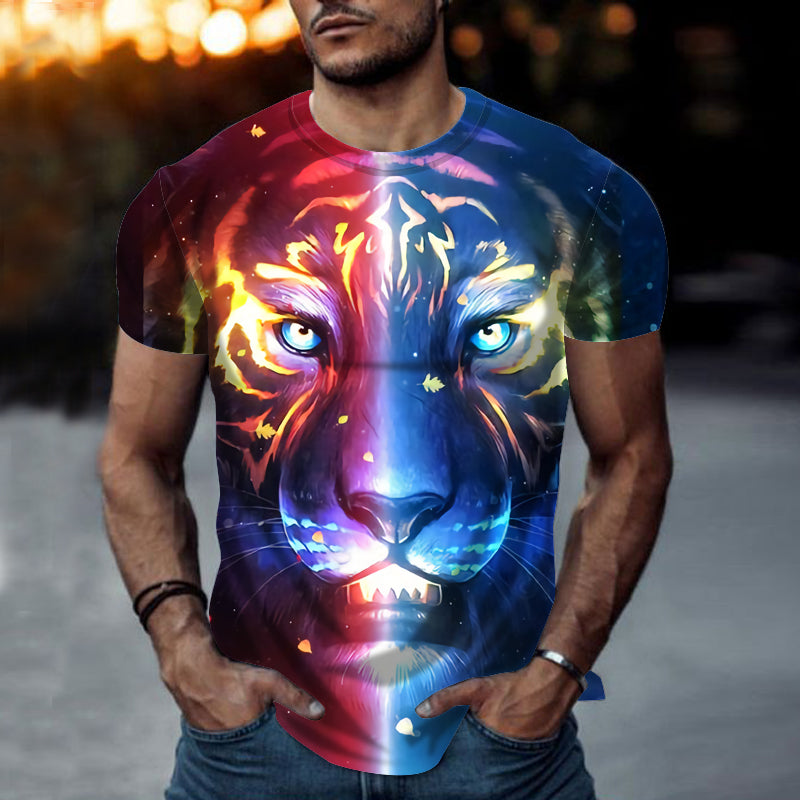 Men's 3D Abstract Print T-Shirt Blue S