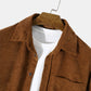 Mens Solid Lapel Corduroy Basics Long Sleeve Shirts With Pocket