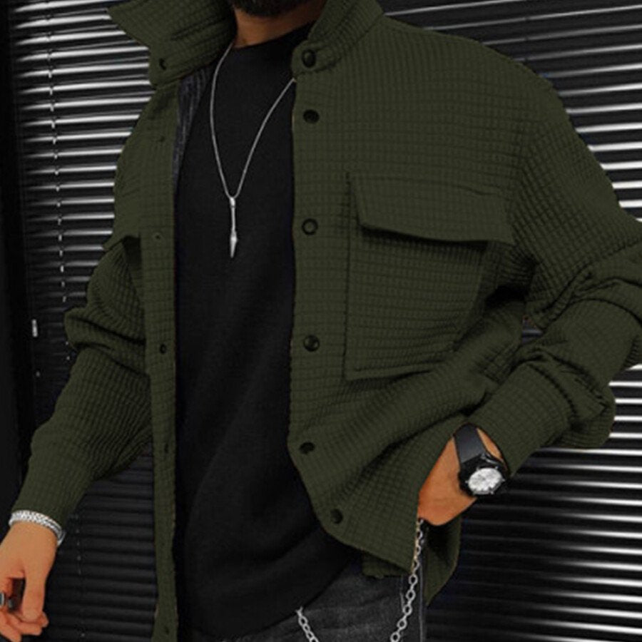 Military Three-Dimensional Plaid Thermal Jacket As shown L