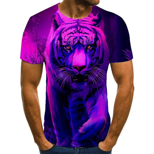 Men's T shirt 3D Print Animal Round Neck Casual Daily 3D Print Print S Purple S