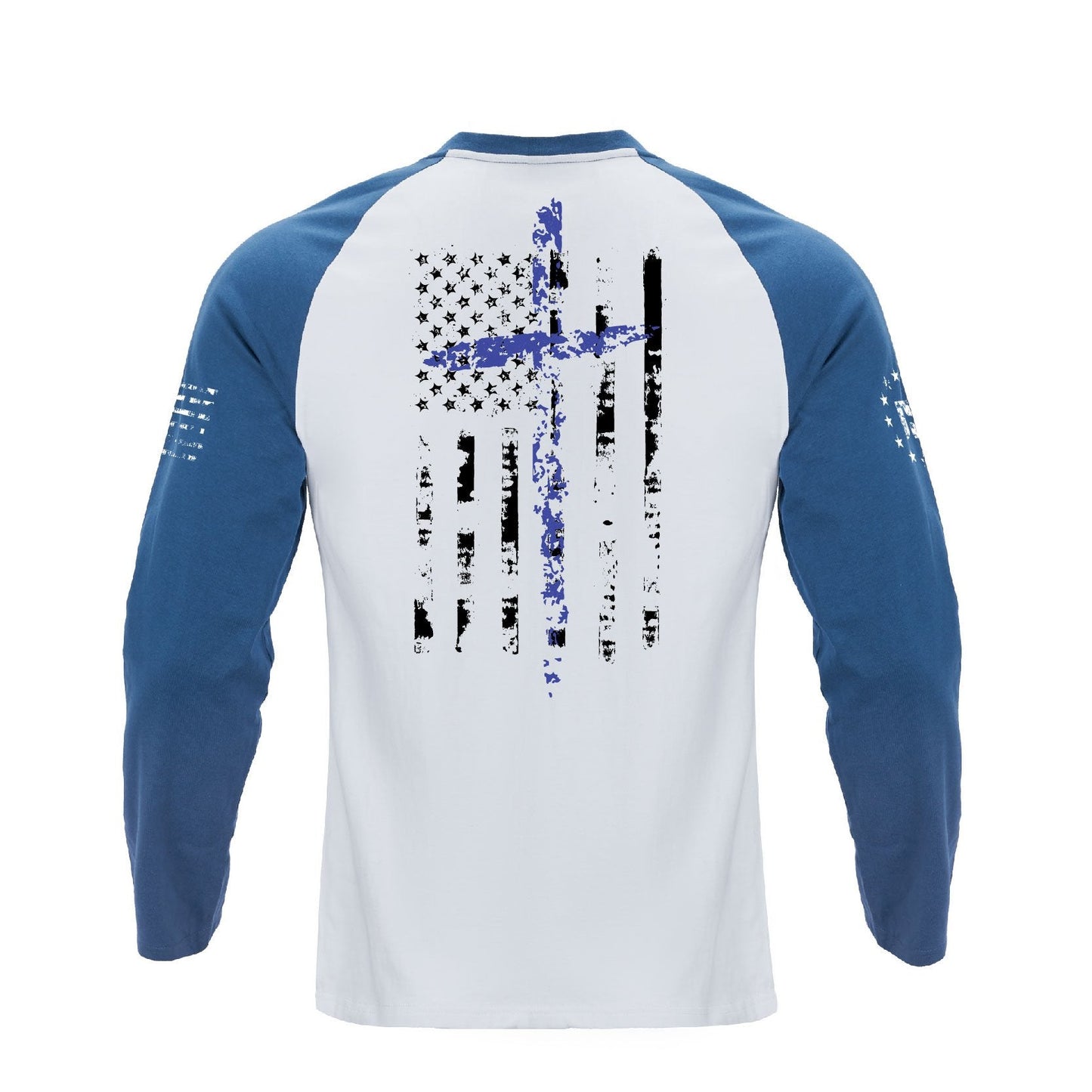 Men's 100% Cotton American Flag with Cross Raglan Sleeve Long Sleeve Graphic T-shirts