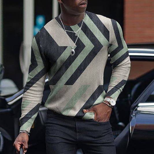 Men's Geometric Print Casual Knit Long Sleeve Sweater