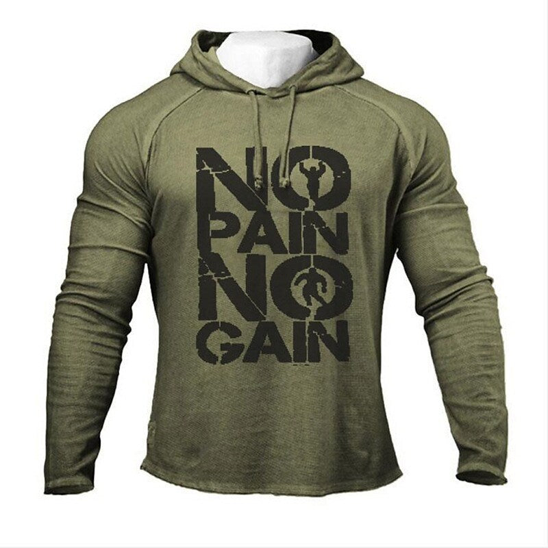 NO PAIN NO GAIN Army Green S