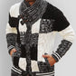 Men's Winter Cardigan with Chunky Knit Patchwork with High Collar