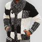 Men's Winter Cardigan with Chunky Knit Patchwork with High Collar