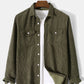 Mens Corduroy Solid Color Lapel Button Up Basics Long Sleeve Shirts
