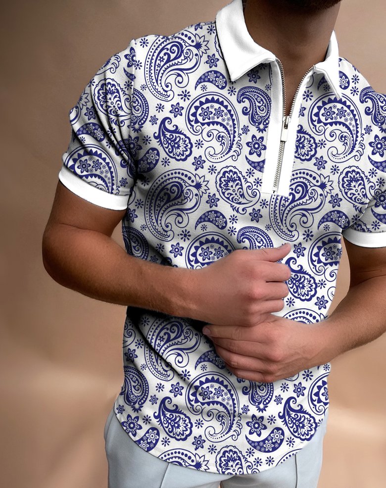 Paisley cashew print polo shirt