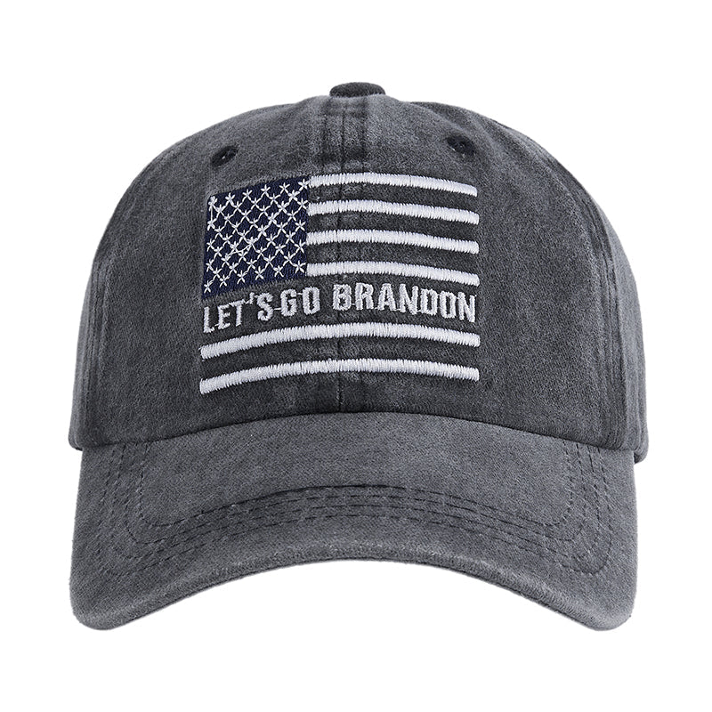 Men's LET'S GO BRANDON American Flag Embroidery Caps