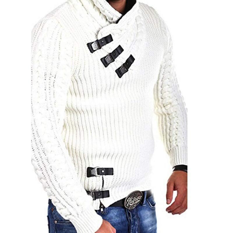 Men Solid Color Vertical Knit Sweater