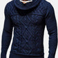 Mens Turtleneck Cable Warm Long Sleeve Knitted Sweaters