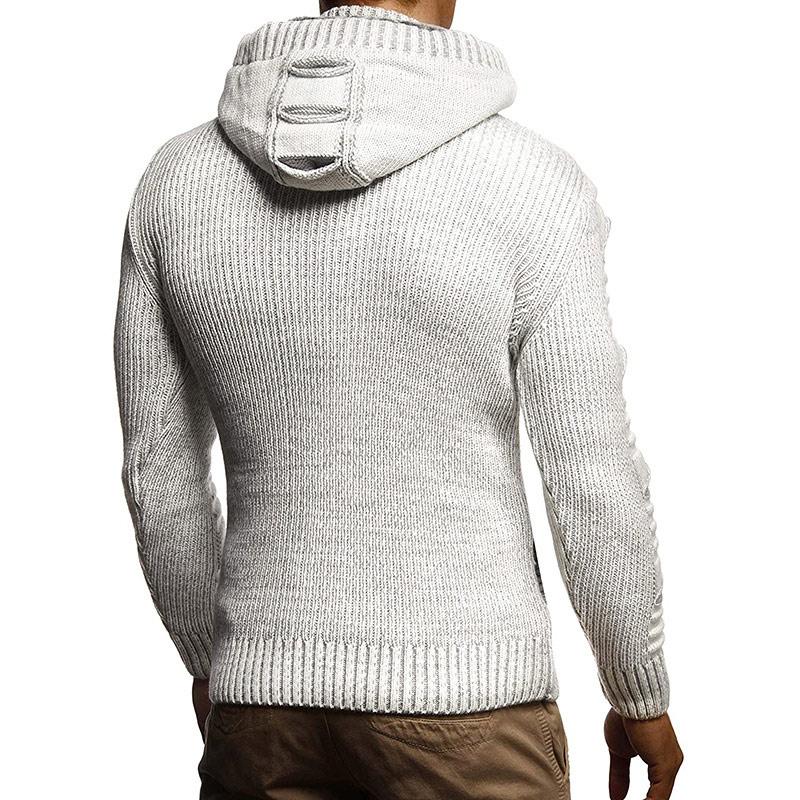 Men Cut-out Pattern Cap Collar Cardigan