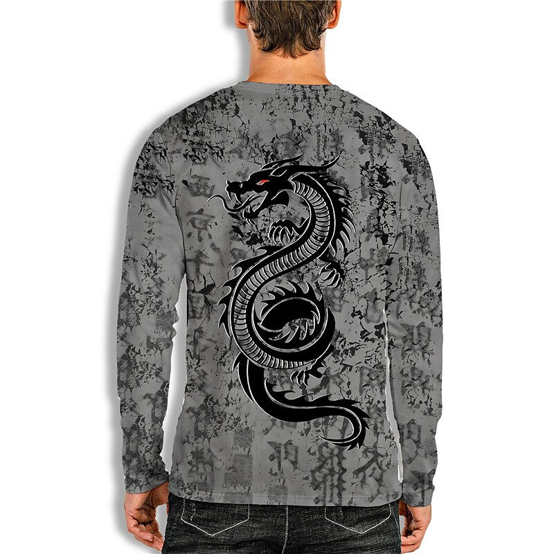 Men's Unisex T shirt 3D Print Dragon Graphic Prints Crew Neck Daily Ho Gray M