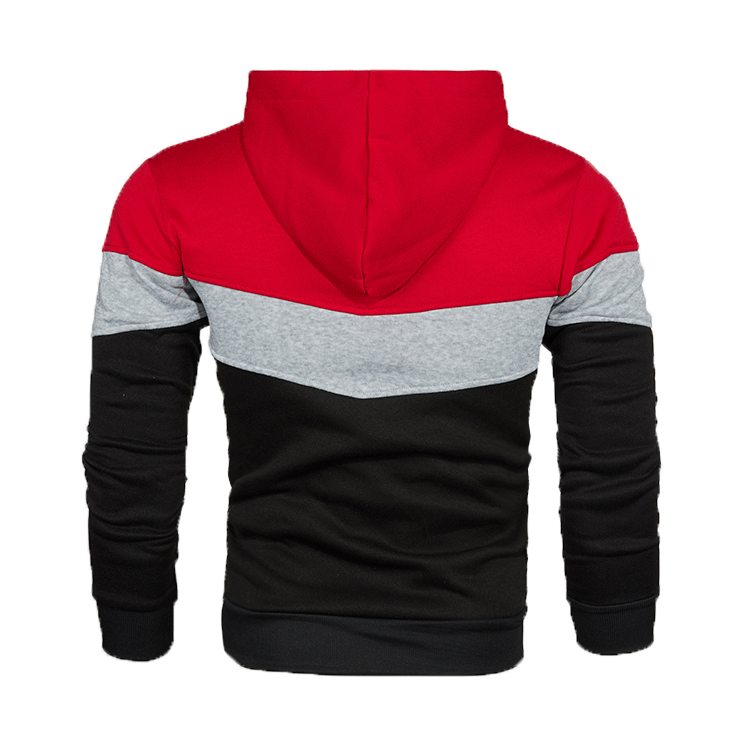 Men's loose color matching casual sports hooded sweatshirt