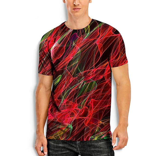 Men's 3D Abstract Print T-Shirt Yellow S