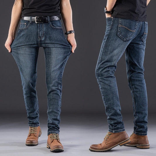 Men's casual loose straight-leg jeans