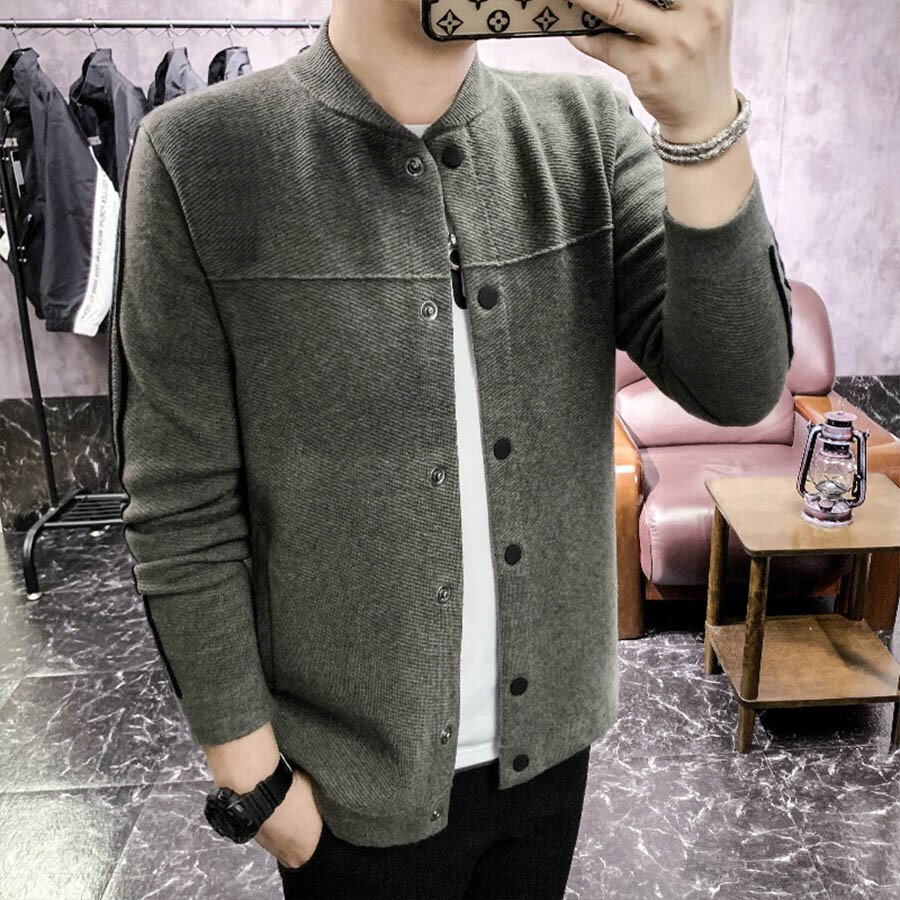 Men&#039;s Casual Knitted Cardigan Top Black M