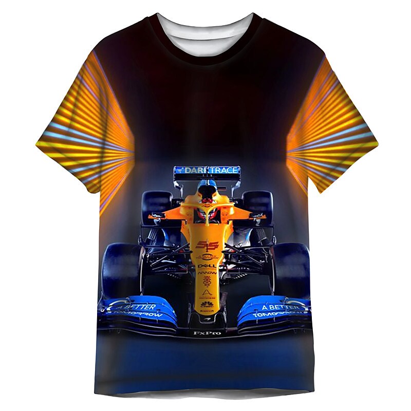 Men's T shirt 3D Print Graphic Car Crew Neck Daily Sports Print Short