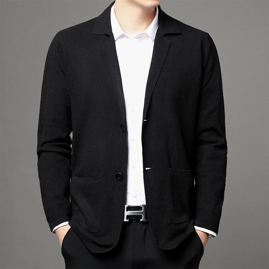 Men&#039;s Casual Knitted Cardigan Top Black L