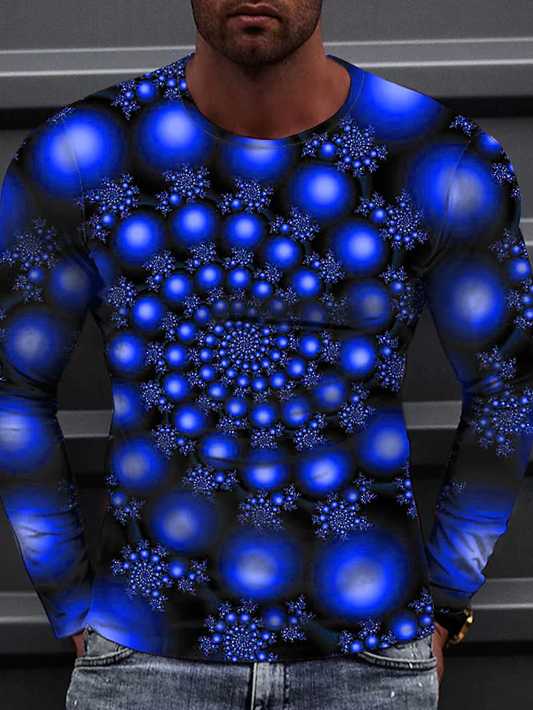 Men's 3D Abstract Print T-Shirt Blue S