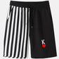 Mens K Poker Print Striped Patchwork Streetwear Two Piece Outfits
