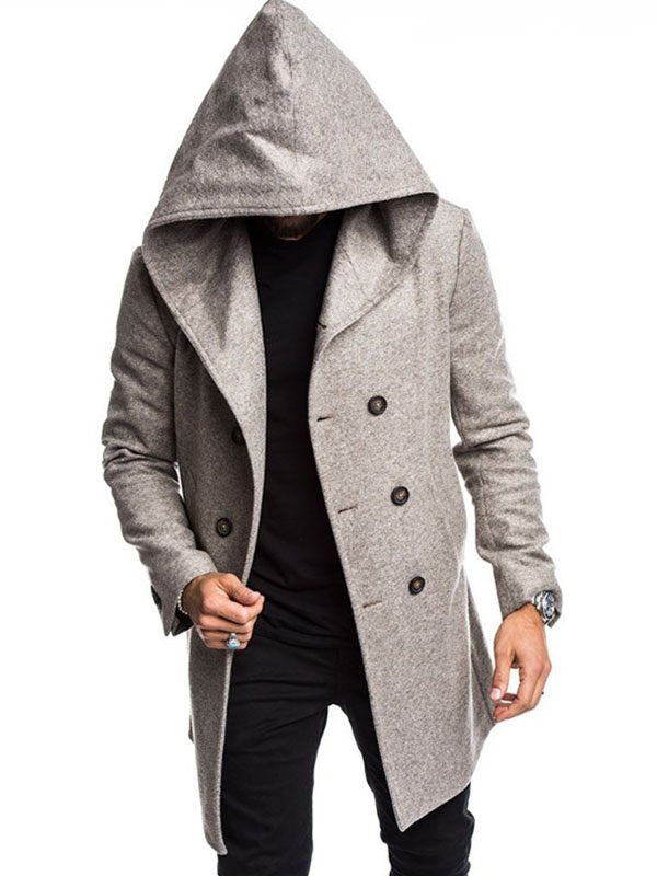 Men's Hooded Woolen Coat