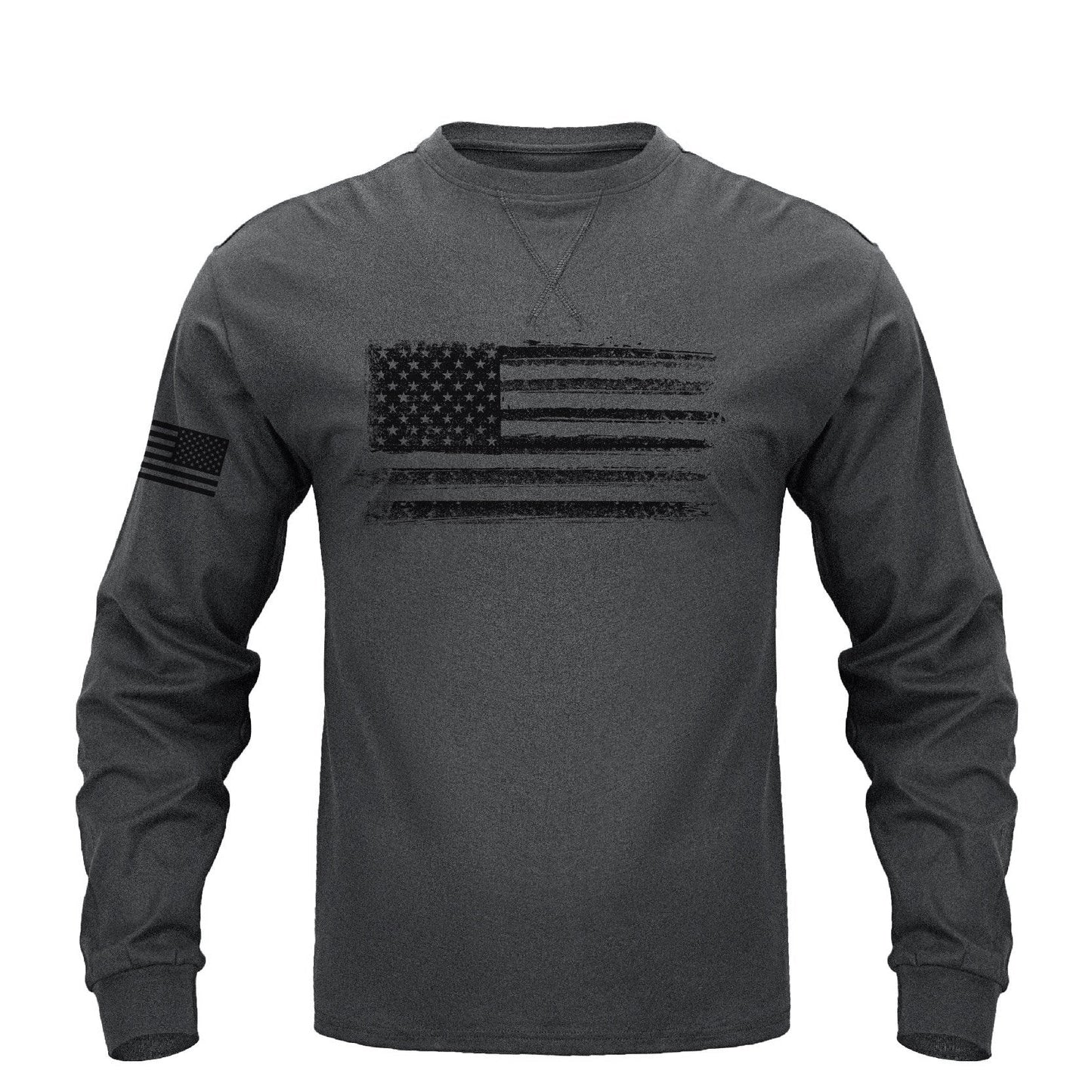 Men's 100% Cotton Patriotic American Flag Graphic Crewneck Long Sleeve T-shirts