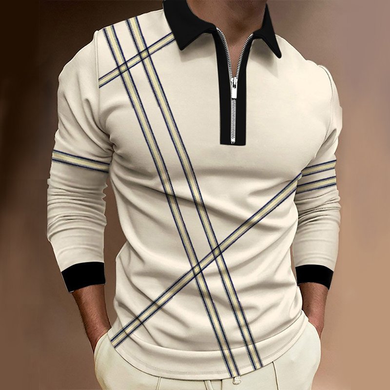 Men's Lapel Zip Polo Shirt