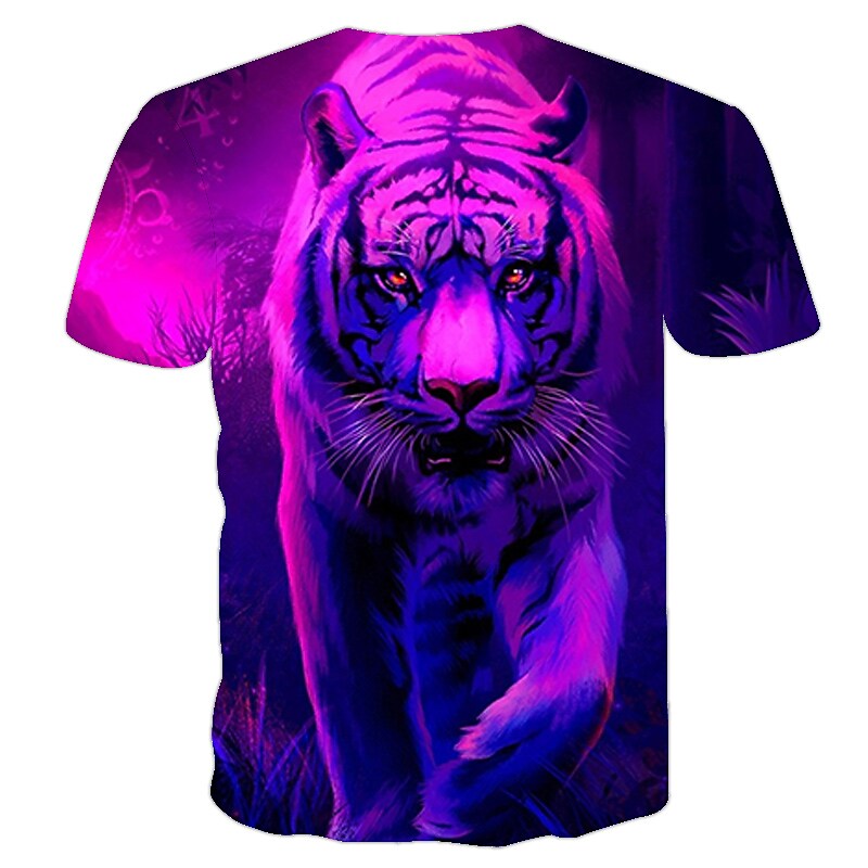 Men's T shirt 3D Print Animal Round Neck Casual Daily 3D Print Print S Purple M