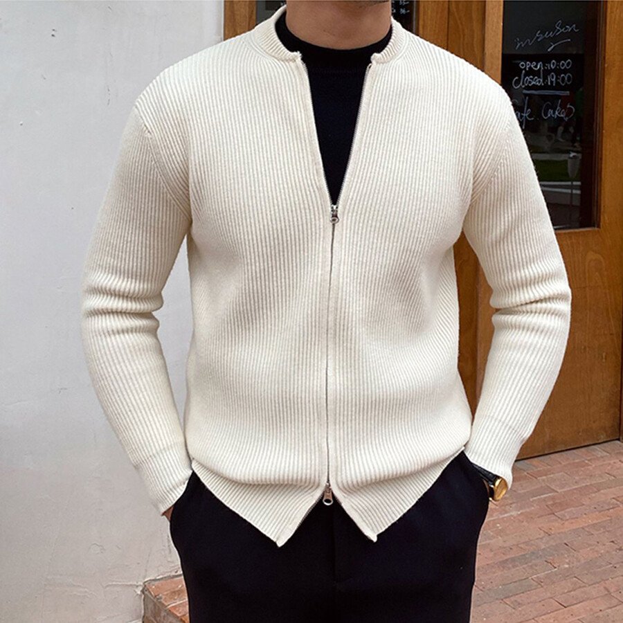 Men&#039;s Casual Knitted Cardigan Top White M