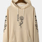 Mens Rose Japanese Print Cotton Drawstring Hoodies With Kangaroo Pocket