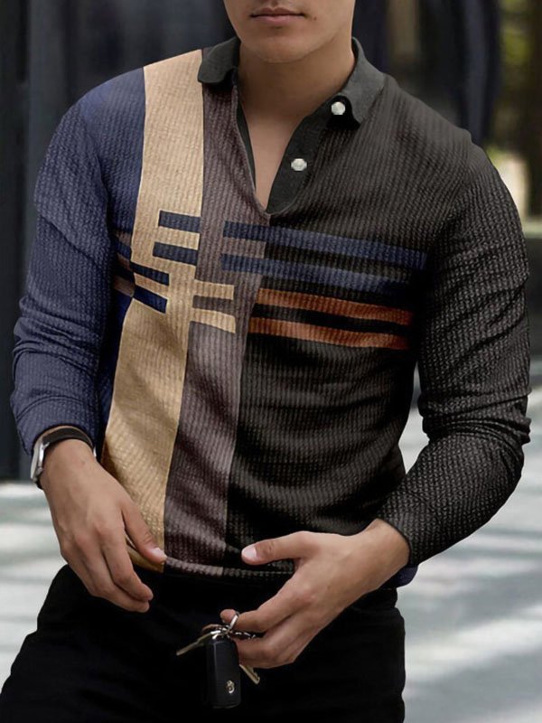 Men's Business Polo Shirt Vintage Lapel Polo Shirt