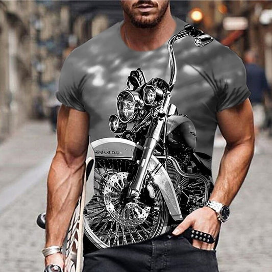 Men's Unisex T shirt 3D Print Graphic Prints Motorcycle Crew Neck Stre Gray S